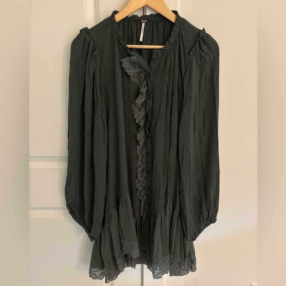 Free People Pine Tunic with Lace Trim L - Picture 4 of 7
